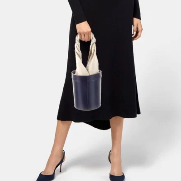 STAUD Britt Leather & Canvas Bucket Bag - Picture 2 of 13